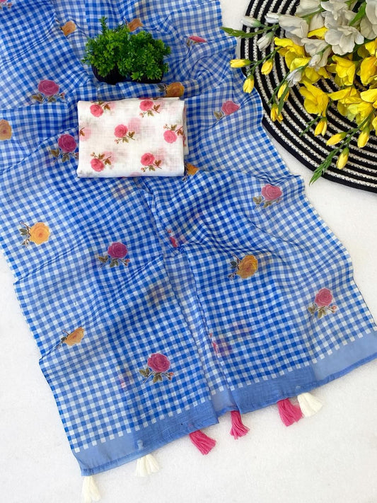 Soft linen Kalamkari budget sarees