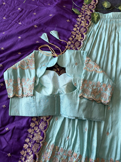 Bloom viscose tissue Designer lehenga