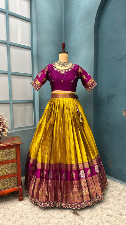 Kanjivaram silk Designer jacquard embroidery lehenga sets