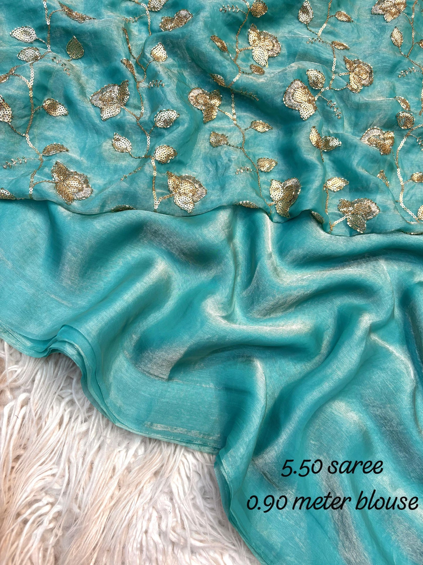 Trendy budget space silk saree with bead Embroidery sarees