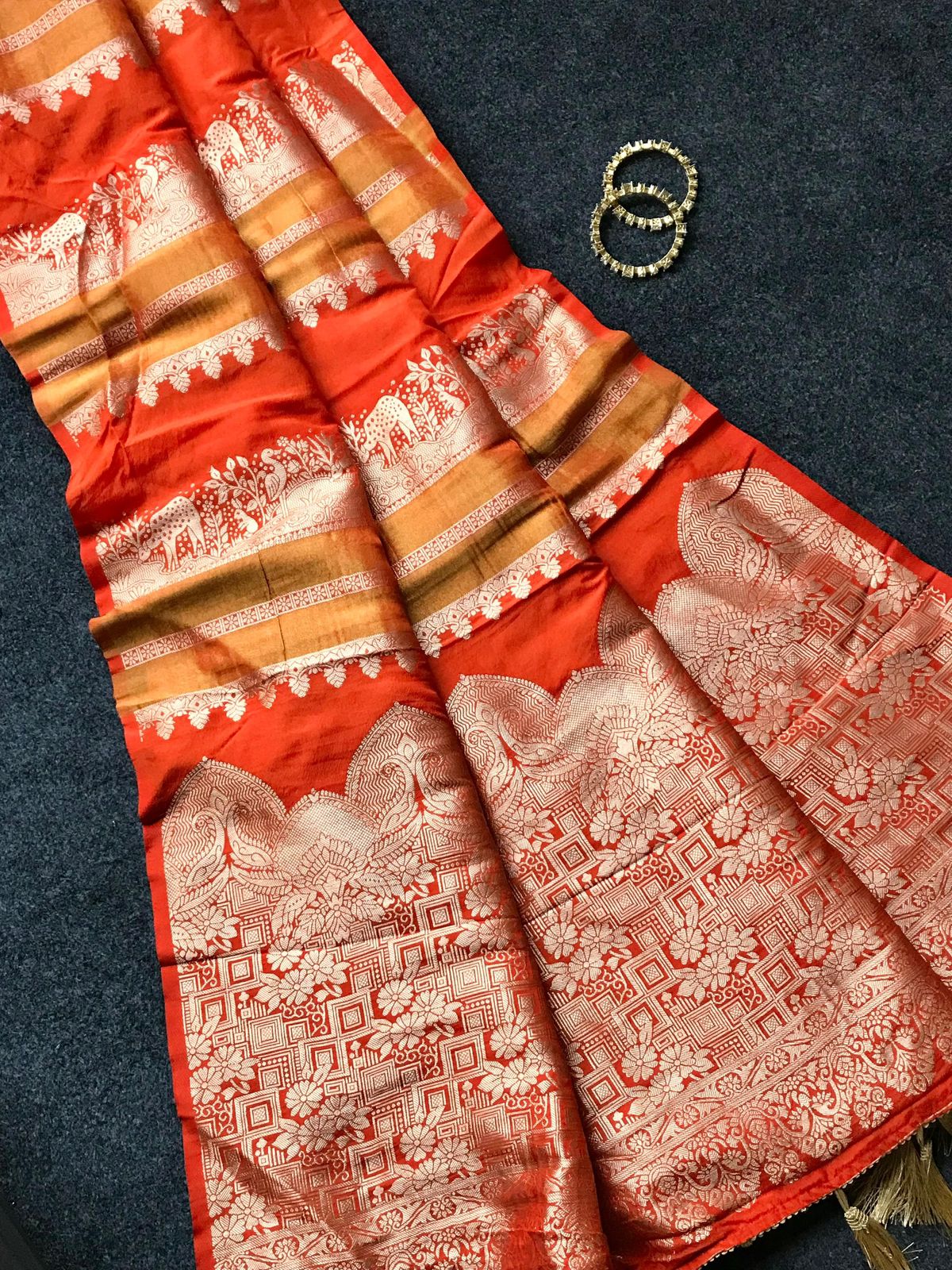 Trendy Khadi Georgette semi soft saree