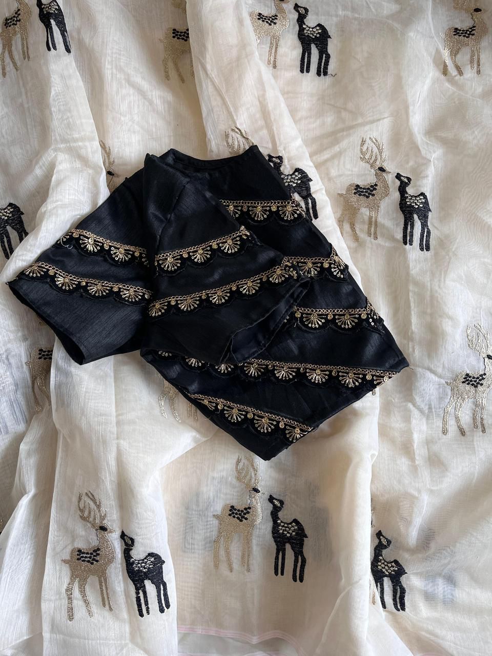 Chanderi cotton saree with stitched Blouse