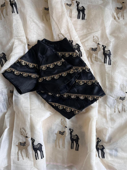 Chanderi cotton saree with stitched Blouse