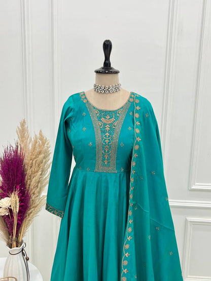 Wedding special Anarkali  Chanderi silk