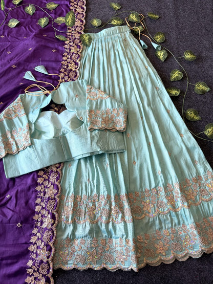 Bloom viscose tissue Designer lehenga
