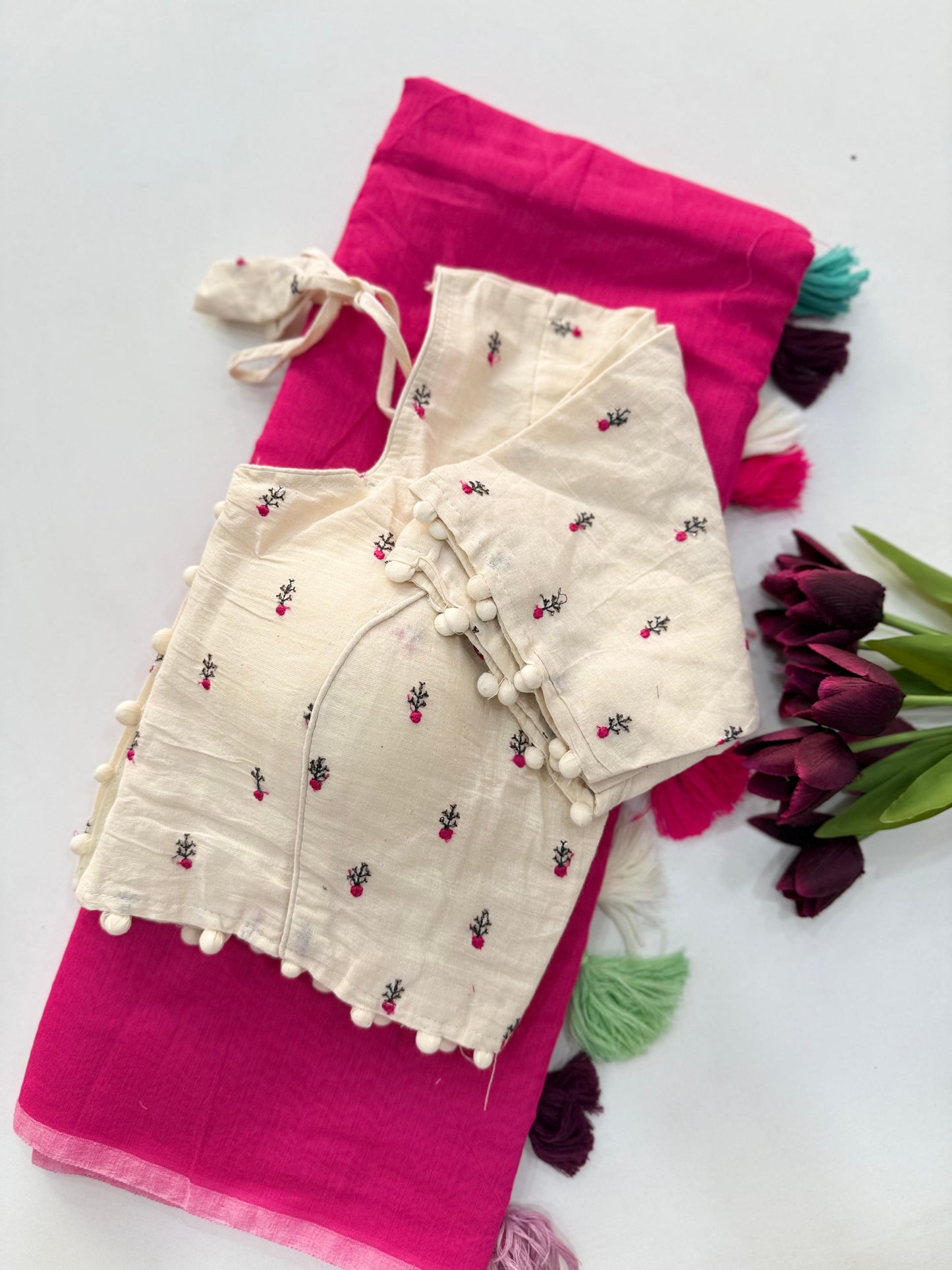 Khadi Cotton Saree with Desginer blouses Instagram best seller