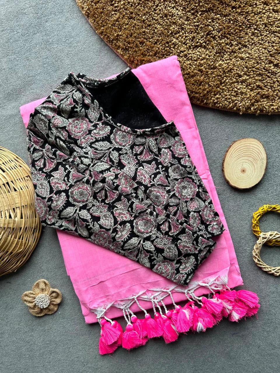 Khadi Streachable cotton stitched blouse