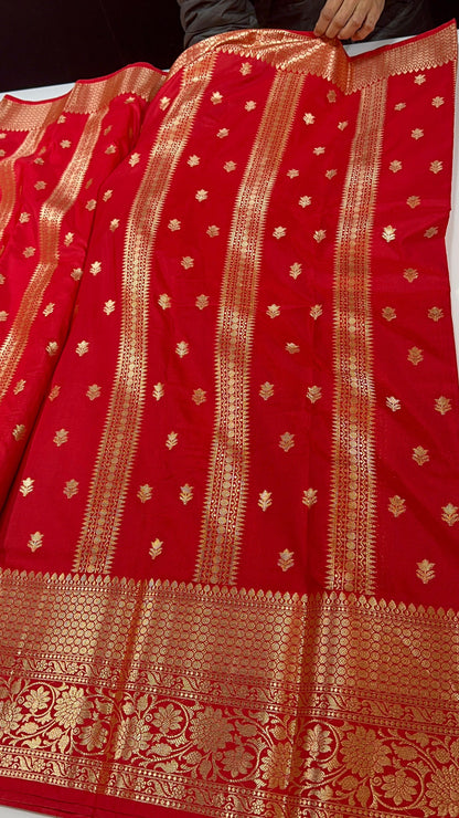 Semi Banarasi’s Katan silk weaving temple sarees