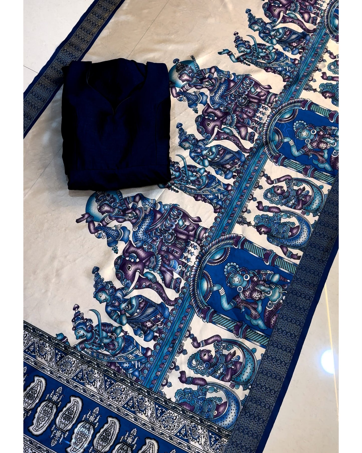 Collage style Anarkali sets with  Kalamkari dupatta