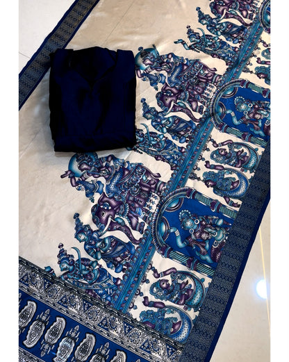 Collage style Anarkali sets with  Kalamkari dupatta