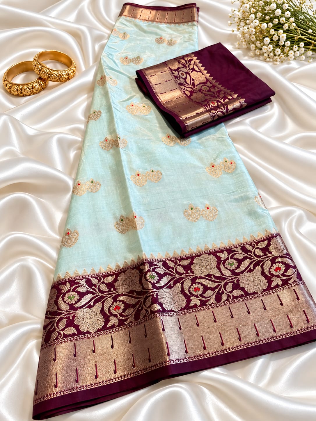 Juhmki series Banarasi katan soft silk sarees