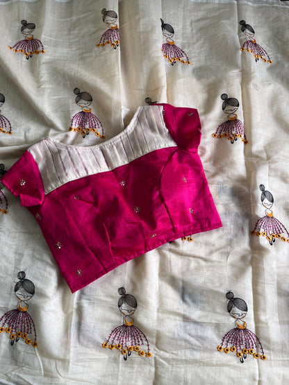 Chanderi saree with Designer stitched blouse