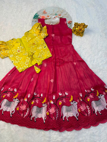 Pichwai embroidery kids cute Lehenga set