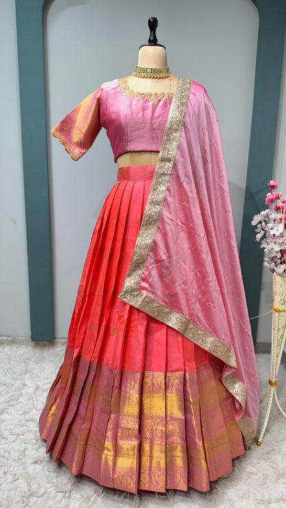 Kanchipuram silk traditional Lehnags