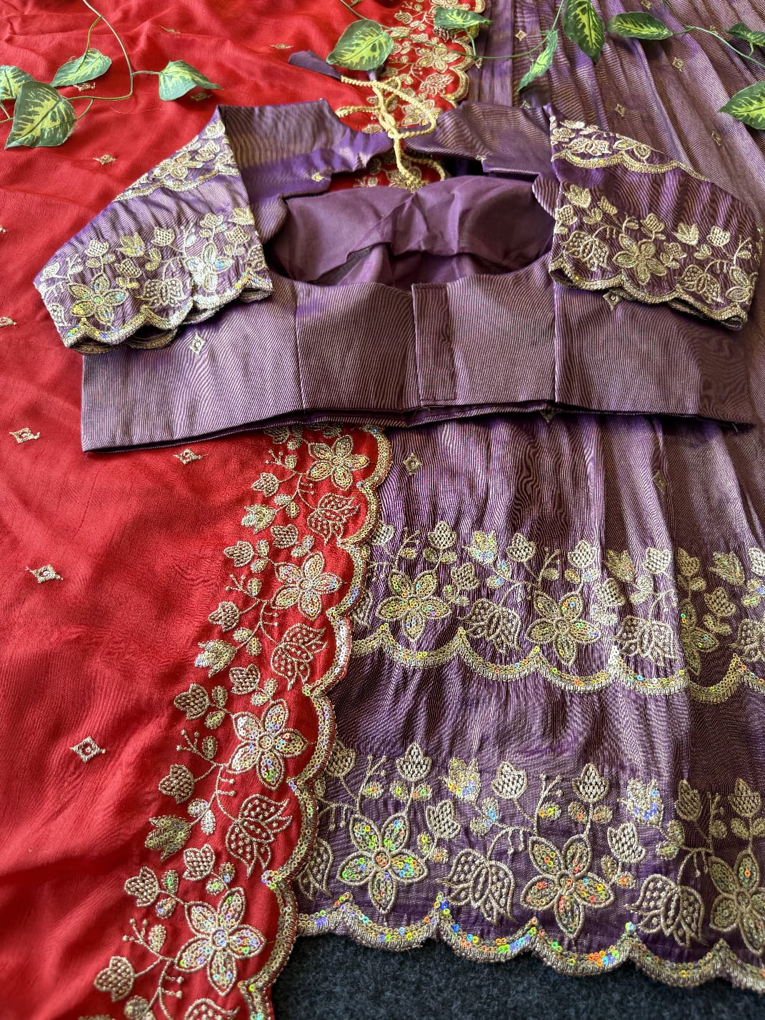 Bloom viscose tissue Designer lehenga