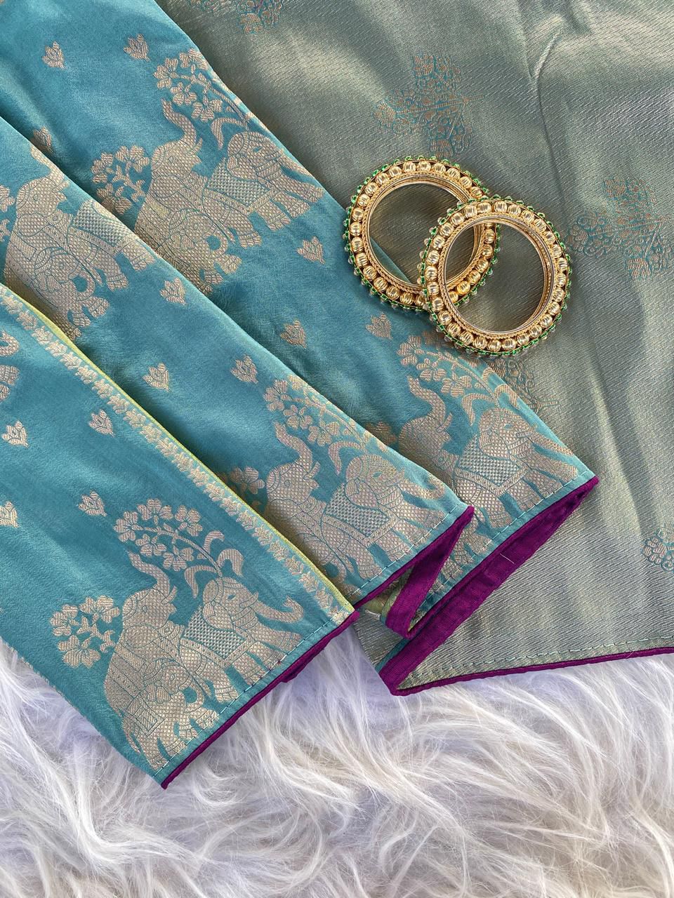 Semi  pattu Kanchipuram Dola silk weaving Sarees