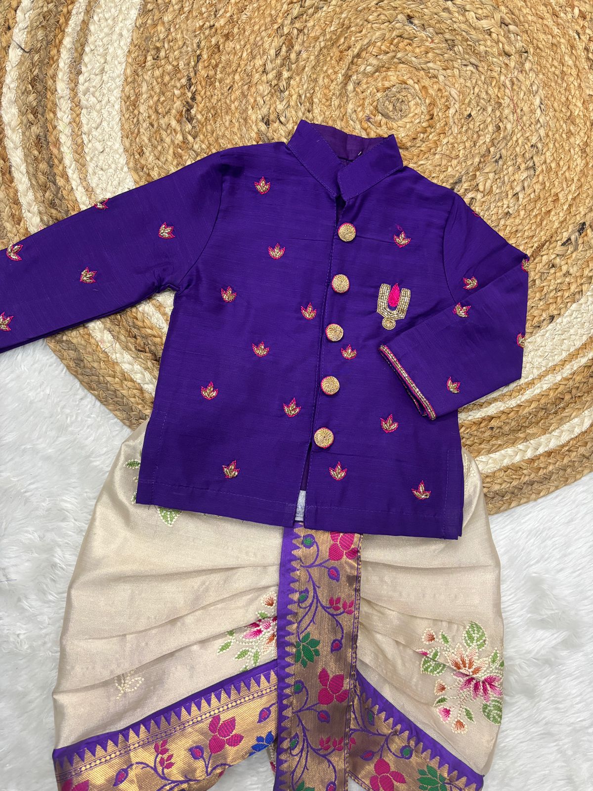 Traditional wear kids maggam brother and sister sets