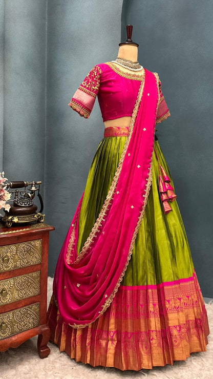Desginer Kanjivaram Silk work Lehenga ✨
