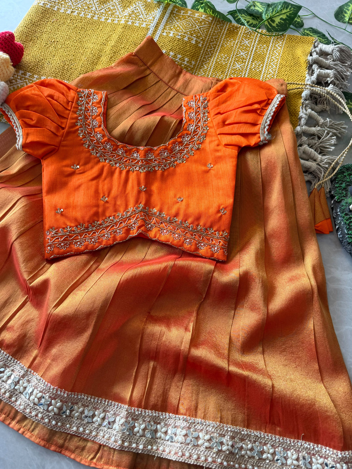 Kanjivaram Maggam Kids Dress Cute Sets