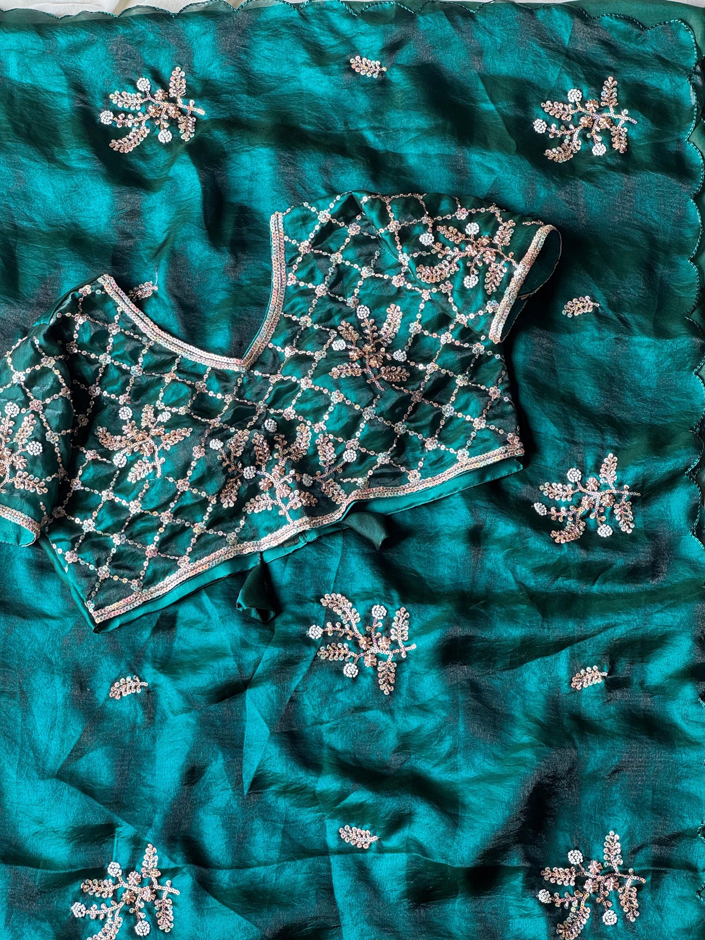 Stitched blouse saree-Soft space silk Saree