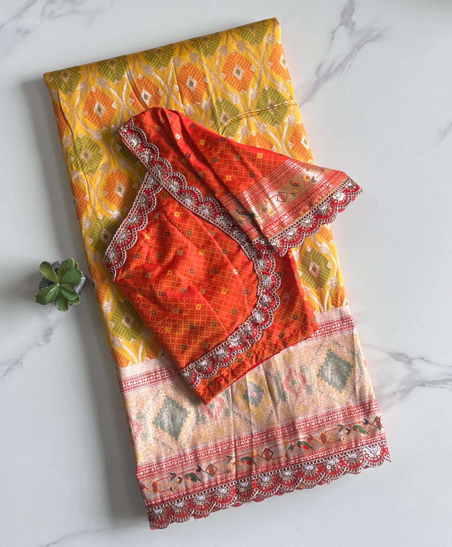 Banarasi pattu saree with stitched blouse