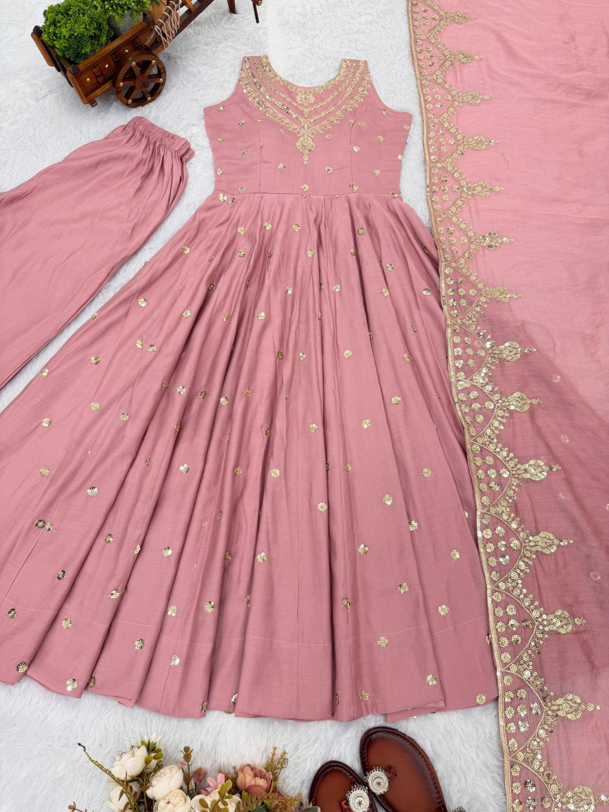 Party wear Anarkali gown with embroidered work