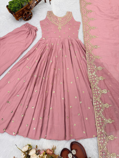 Party wear Anarkali gown with embroidered work