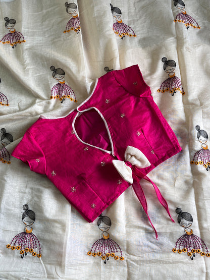 Chanderi saree with Designer stitched blouse