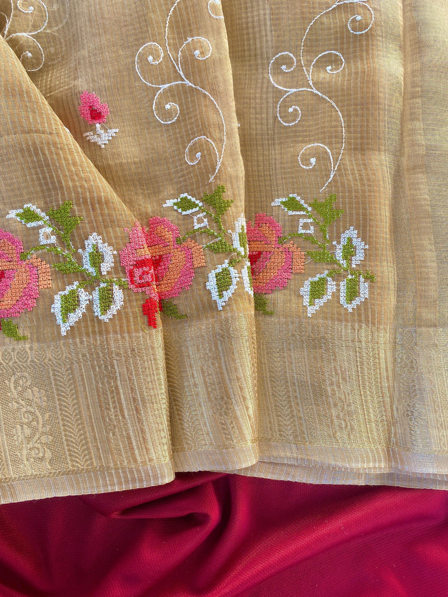 Kota budget Embroidery jequard border sarees