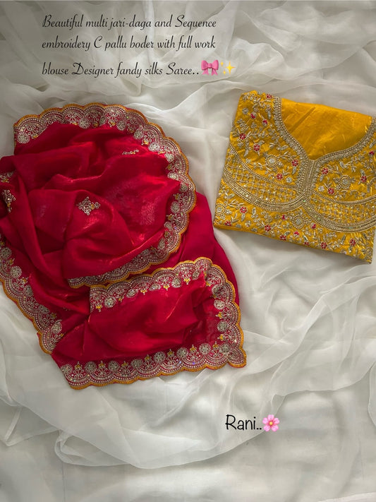 Budget fancy silk Designer work saree