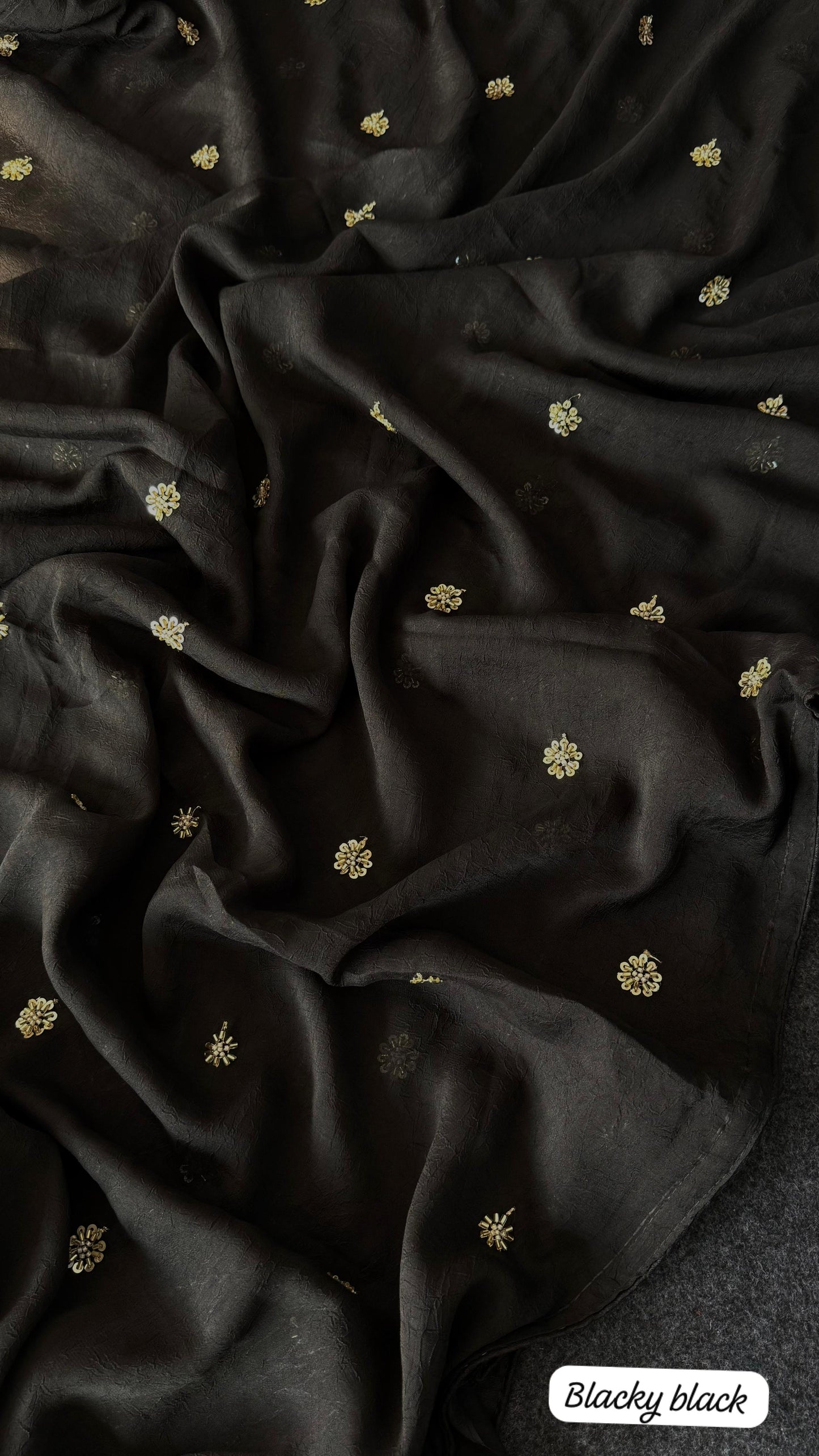 Premium crush carry free beads embroidery budget saree