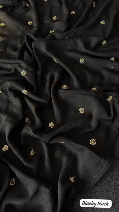 Premium crush carry free beads embroidery budget saree