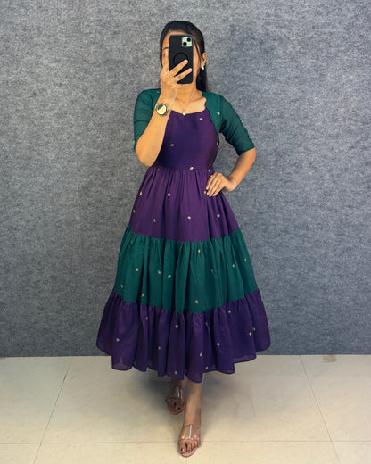 Café multi colour designer vichitra silk gown