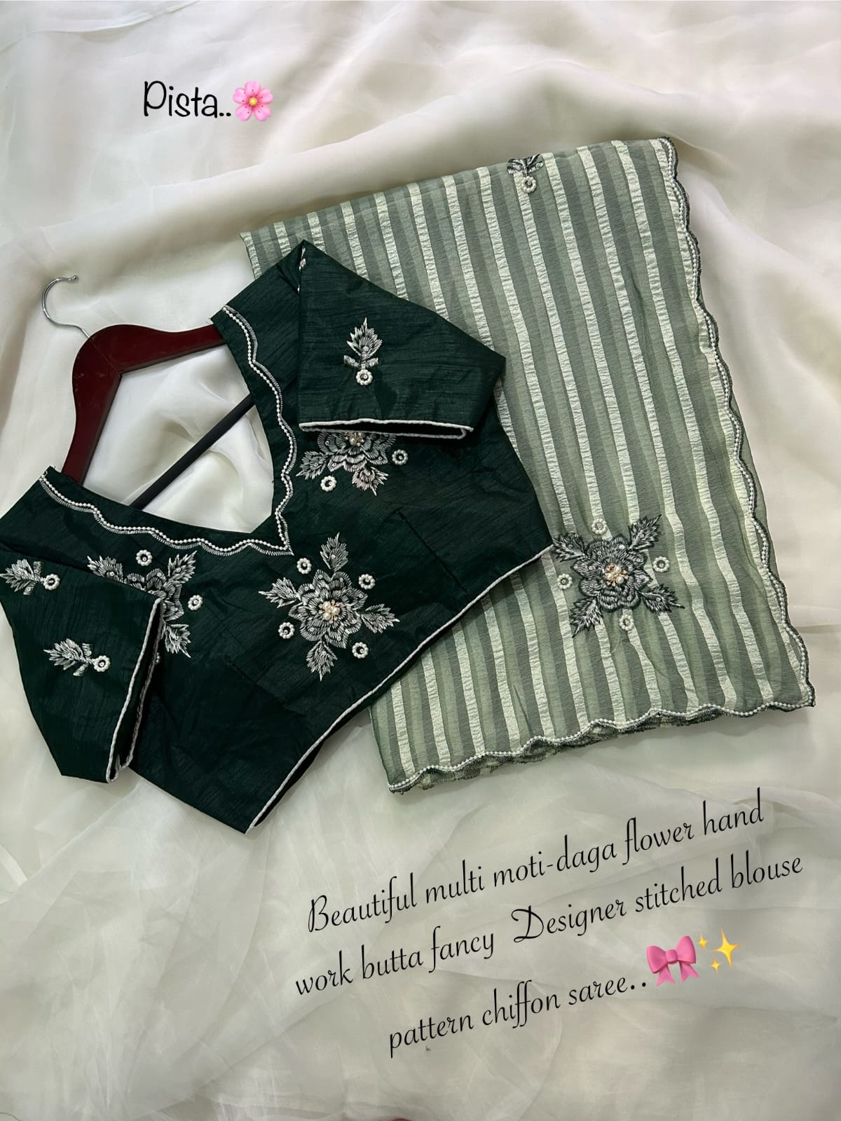Kaveri chffon pattern work saree with stitched blouse