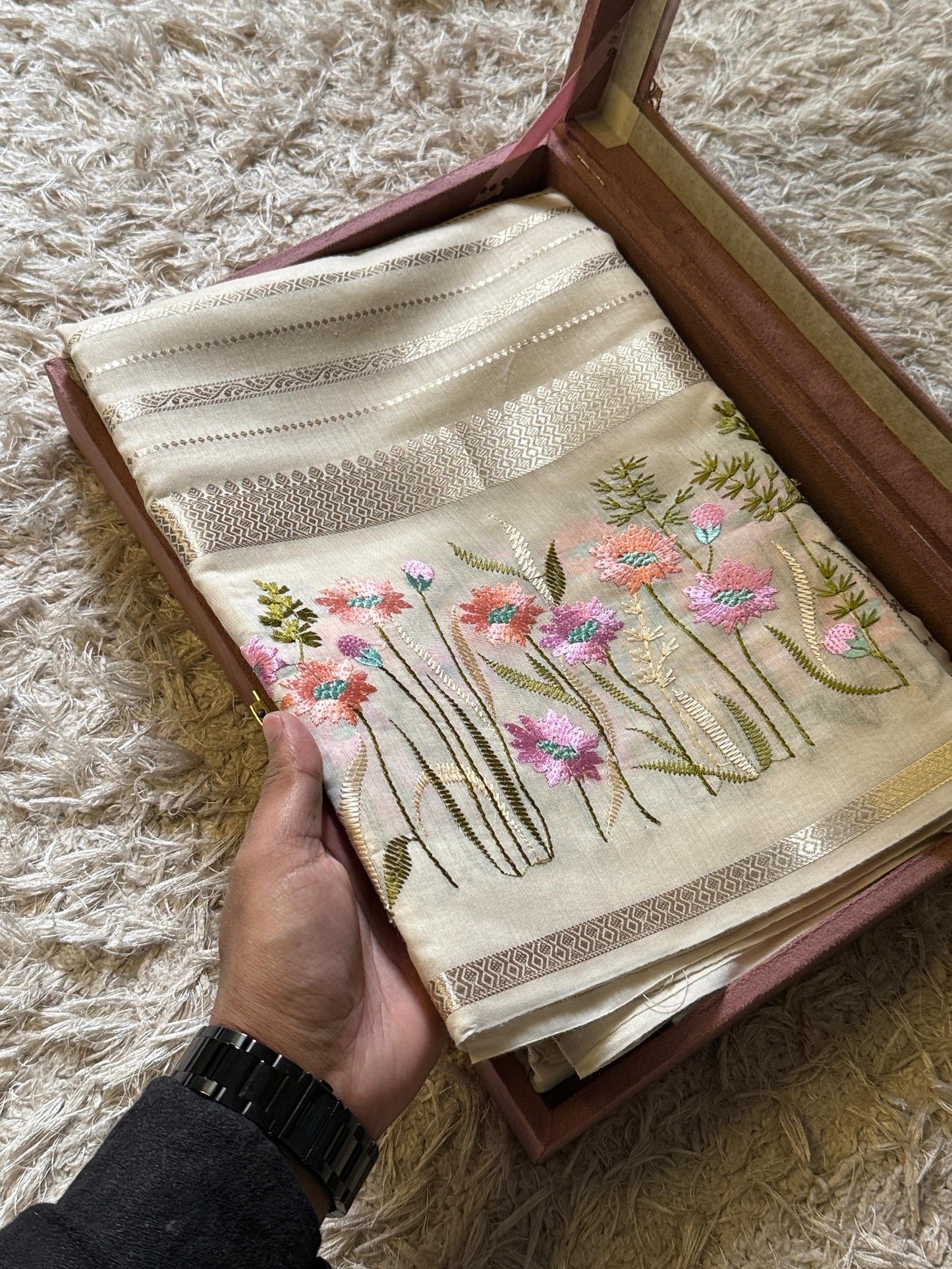 Vintage Banarasi cotton soft silk Meenakari saree