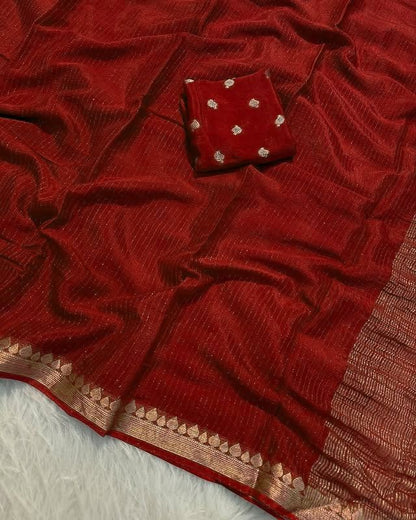 Trending Chinon viscose simple sarees