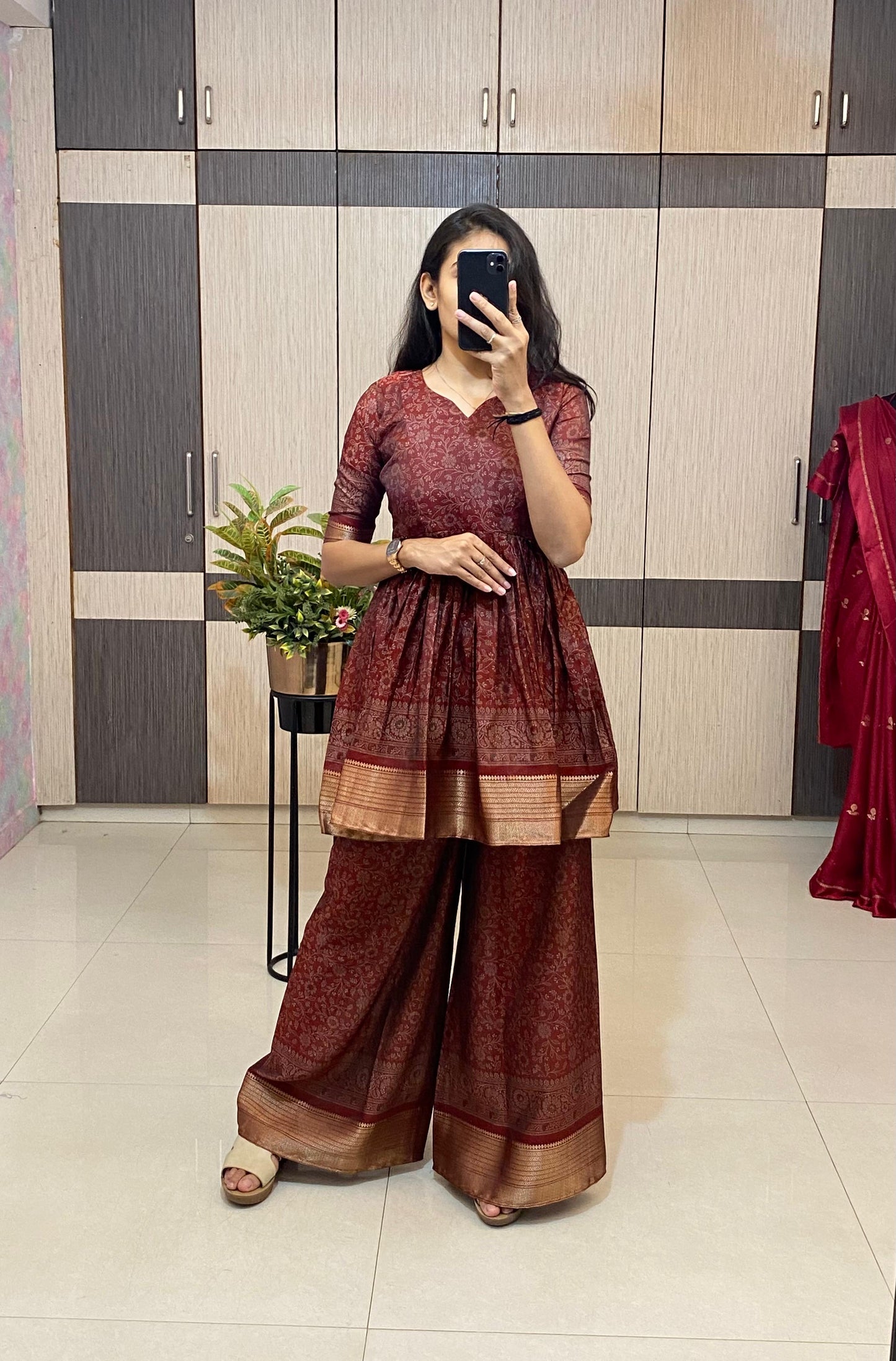 Peplum kurti flowy palazzo co-ord sets
