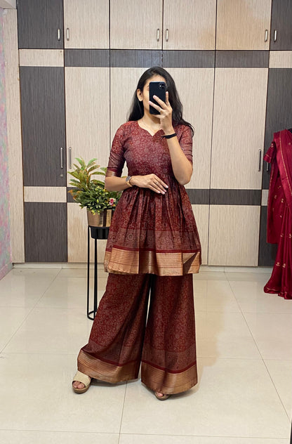 Peplum kurti flowy palazzo co-ord sets