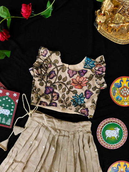 Indo western style kids cute Kalamkari sets