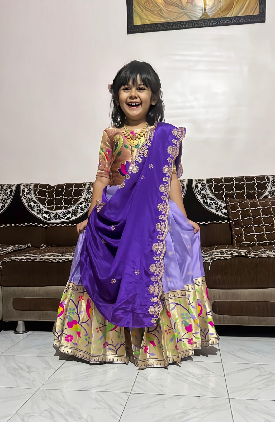 Kids cute paithani with dupatta sets