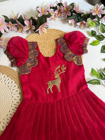 Kids Narayanpet cute deer work gowns