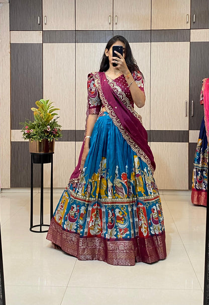 Kalamkari Unstitched Lehengas Choli sets