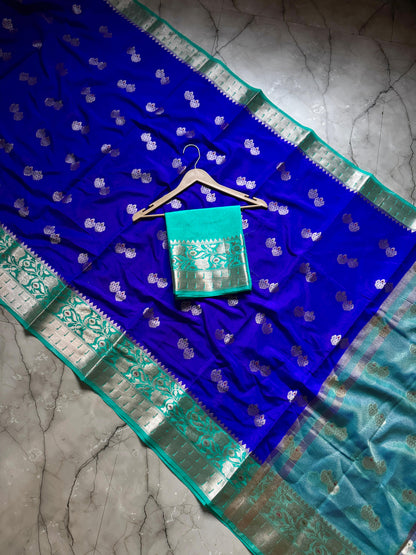 Handloom  colourful Row Mango Vintage saree