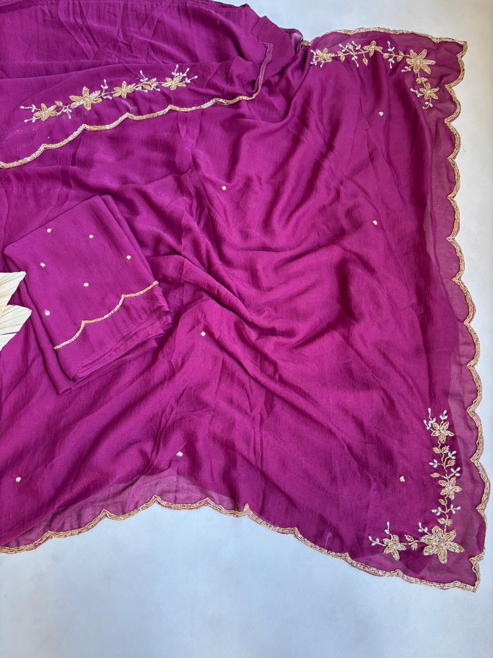 Soft Trend rangoli crush saree with  stitched blouse