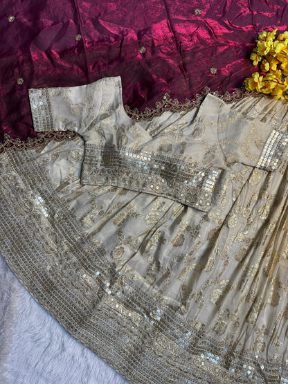 Simmer Silk séquence work Lehenga with stitched Blouse