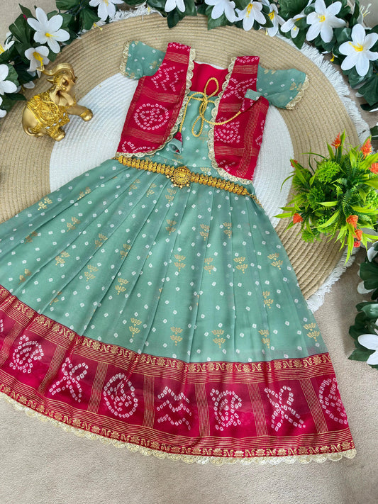 Ugadi special kids gown with coat /lehenga choli
