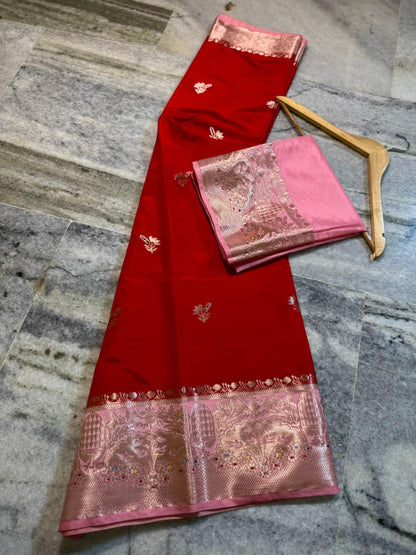 Banarasi katan top colours soft fab sarees