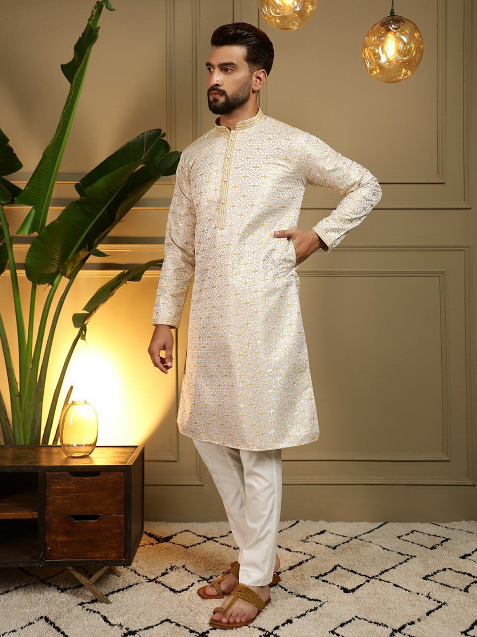 Semi Party wear gents kurta with paijama sets
