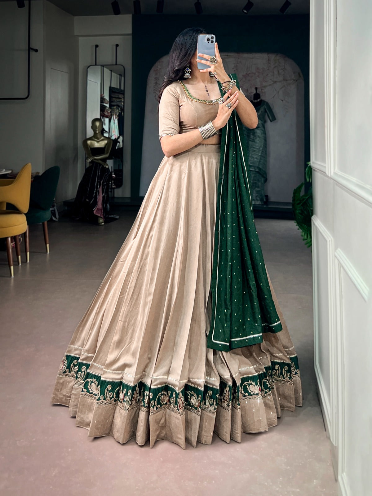 Navaratri designer garba magic Chanderi Lehenga