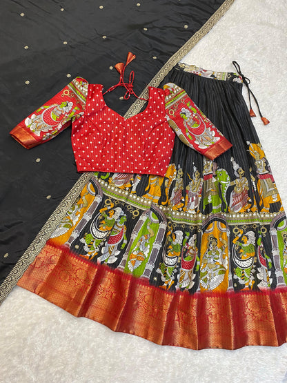 Kalamkari Unstitched Lehengas Choli sets